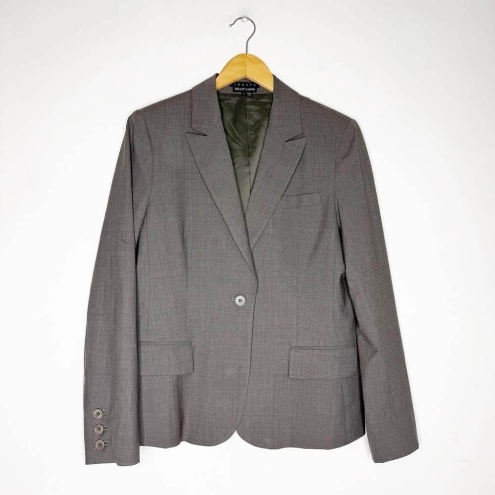 Theory Gabe B Tailored Blazer Women’s Size 12, Gray Wool